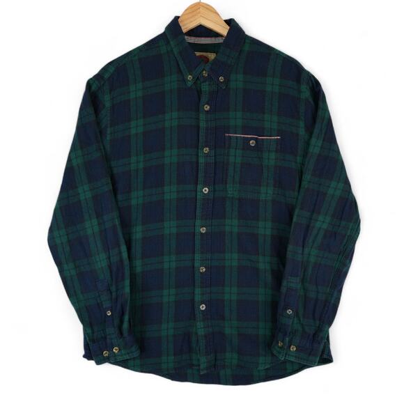 Vtg Boston Traders Shirt Mens L Green Plaid Flannel Grunge Cabincore Heritage - Picture 4 of 11